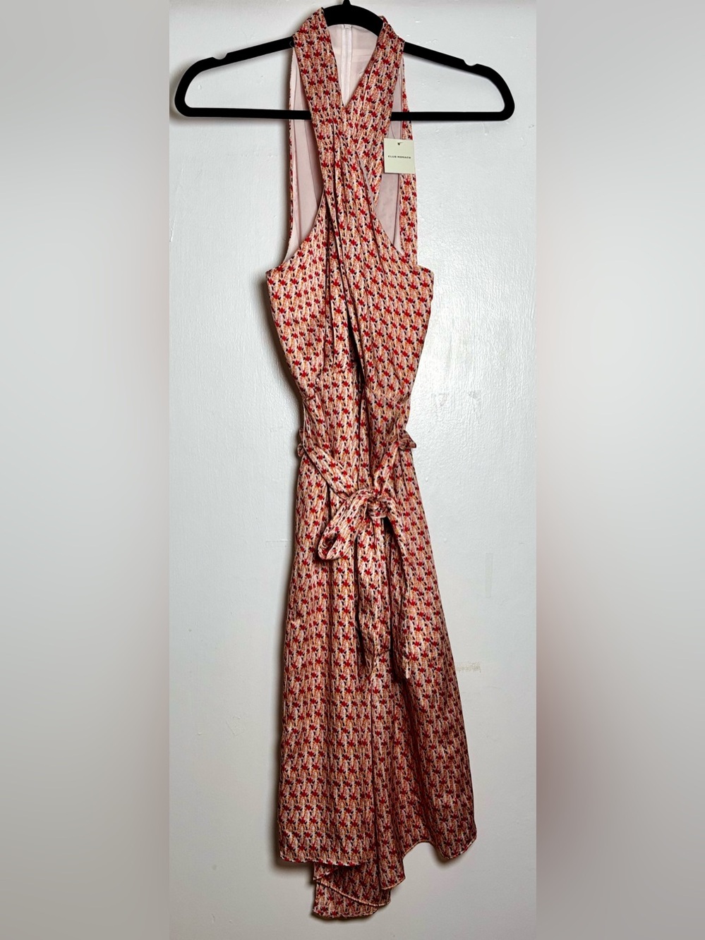 Club Monaco Bizbee Abstract Asymmetrical Hem Halter Dress Size 6 NWT